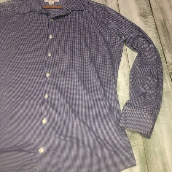 Mizzen Main Men's Large Blue Classic Fit Leeward Performance Check Button Up - Picture 2 of 11